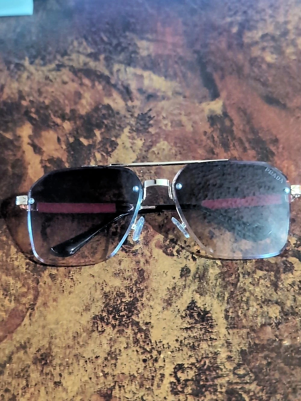 Prada Vintage Y2K Aviator Sunglasses SPR 61G Black & Silver
